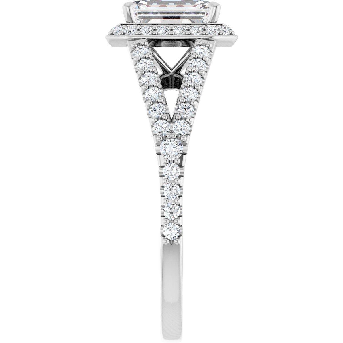 Emerald Halo-Style Engagement Ring Semi-Mount - gallery - Series 122986