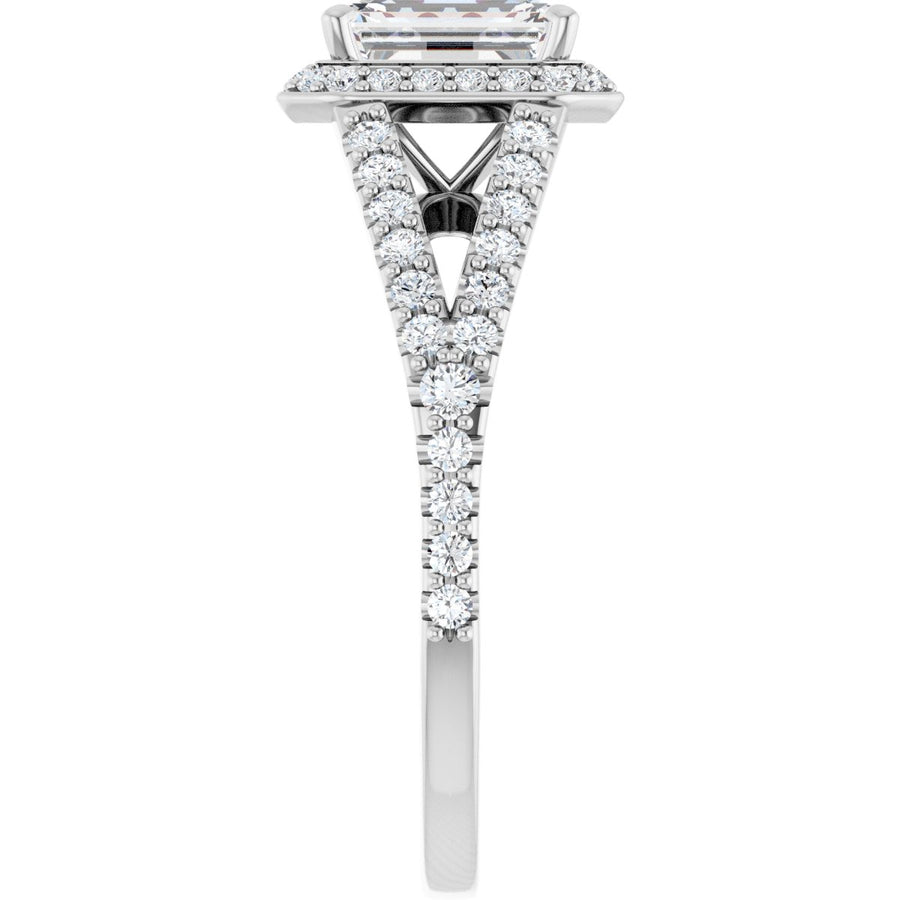 Emerald Halo-Style Engagement Ring Semi-Mount - gallery - Series 122986