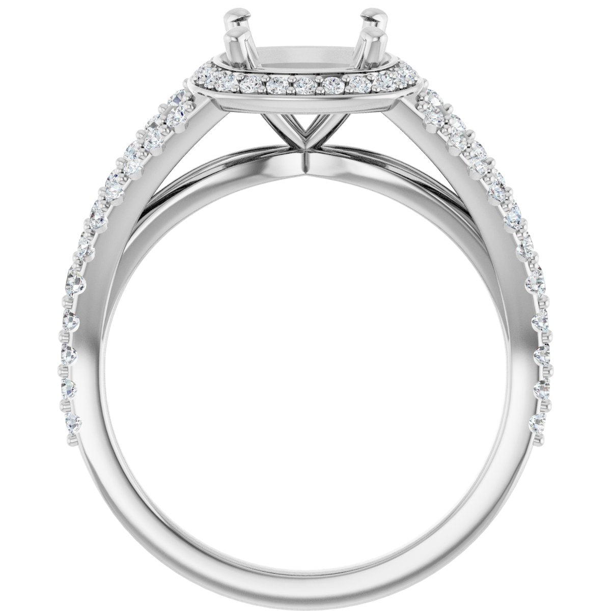 Cushion Halo-Style Engagement Ring Semi-Mount - gallery - Series 122986