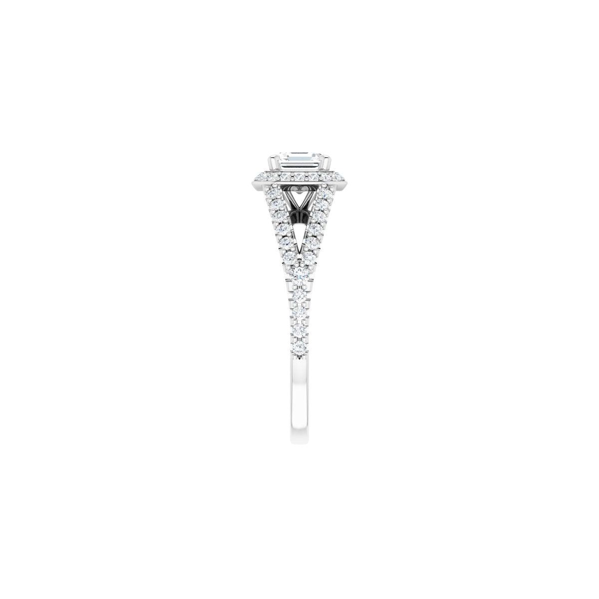 Asscher Halo-Style Engagement Ring Semi-Mount - gallery - Series 122986