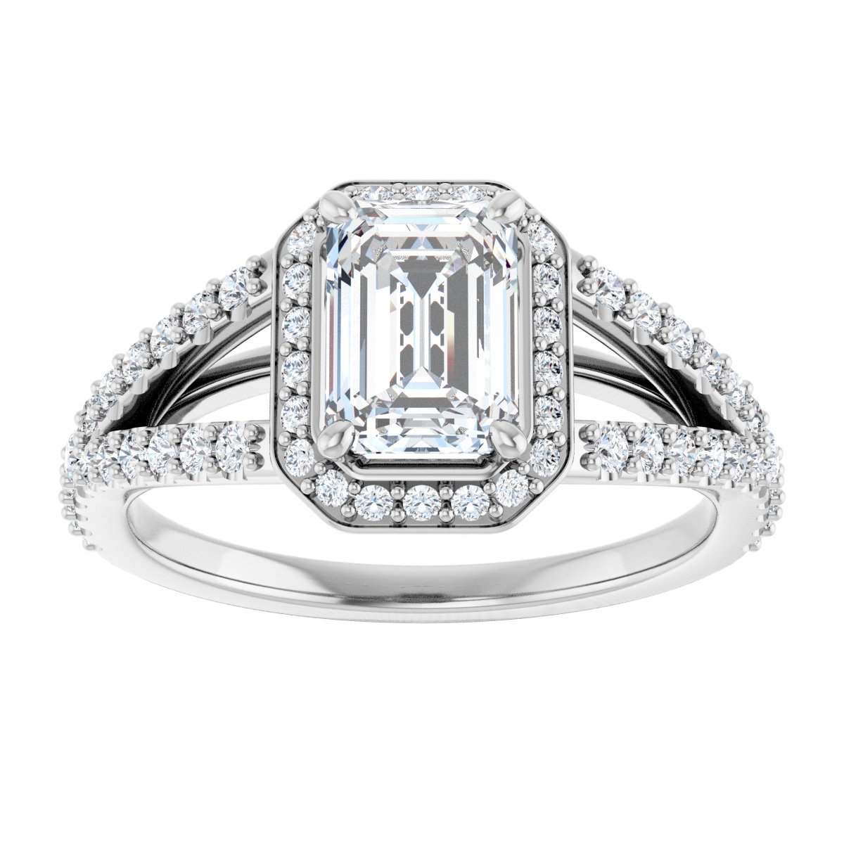 Emerald Halo-Style Engagement Ring Semi-Mount - gallery - Series 122986