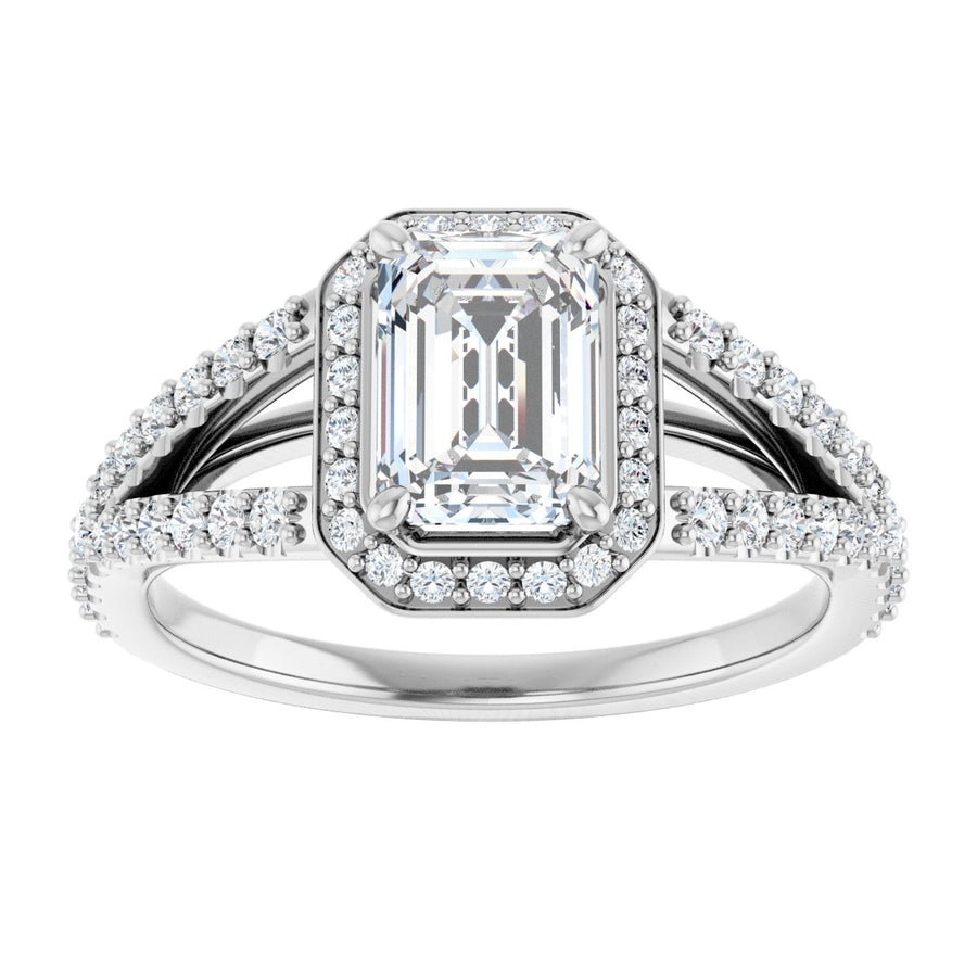 Emerald Halo-Style Engagement Ring Semi-Mount - gallery - Series 122986