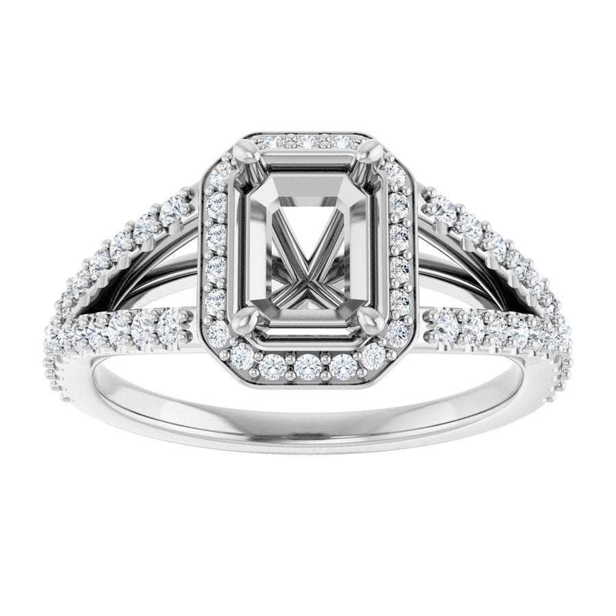 Emerald Halo-Style Engagement Ring Semi-Mount - gallery - Series 122986