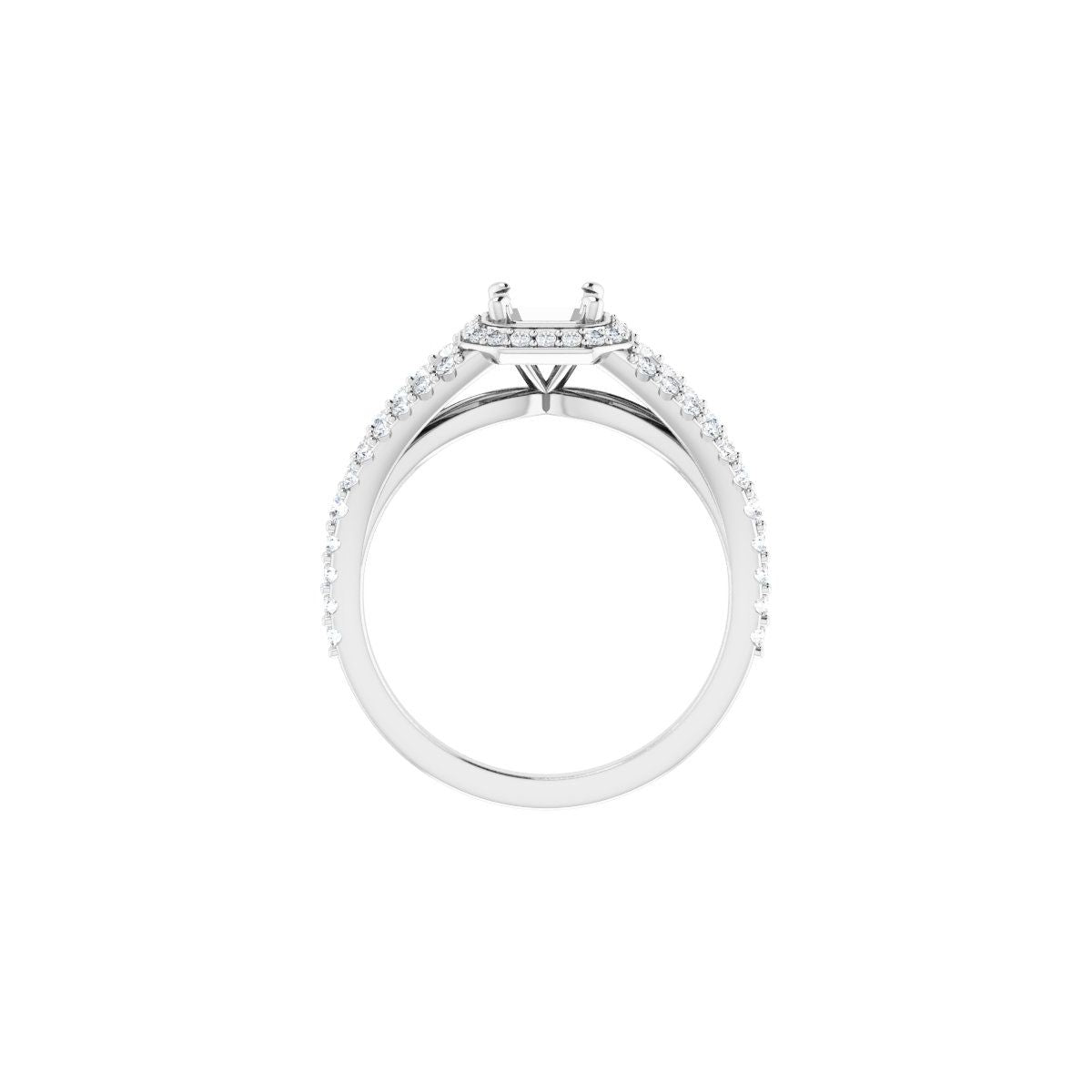 Asscher Halo-Style Engagement Ring Semi-Mount - gallery - Series 122986