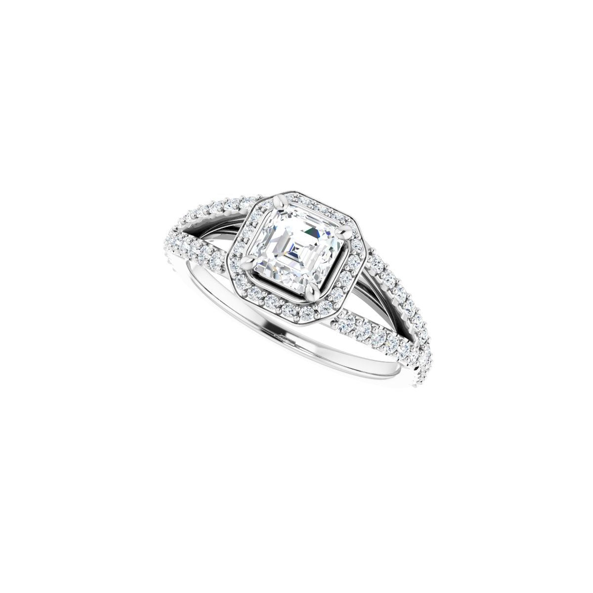 Asscher Halo-Style Engagement Ring Semi-Mount - gallery - Series 122986