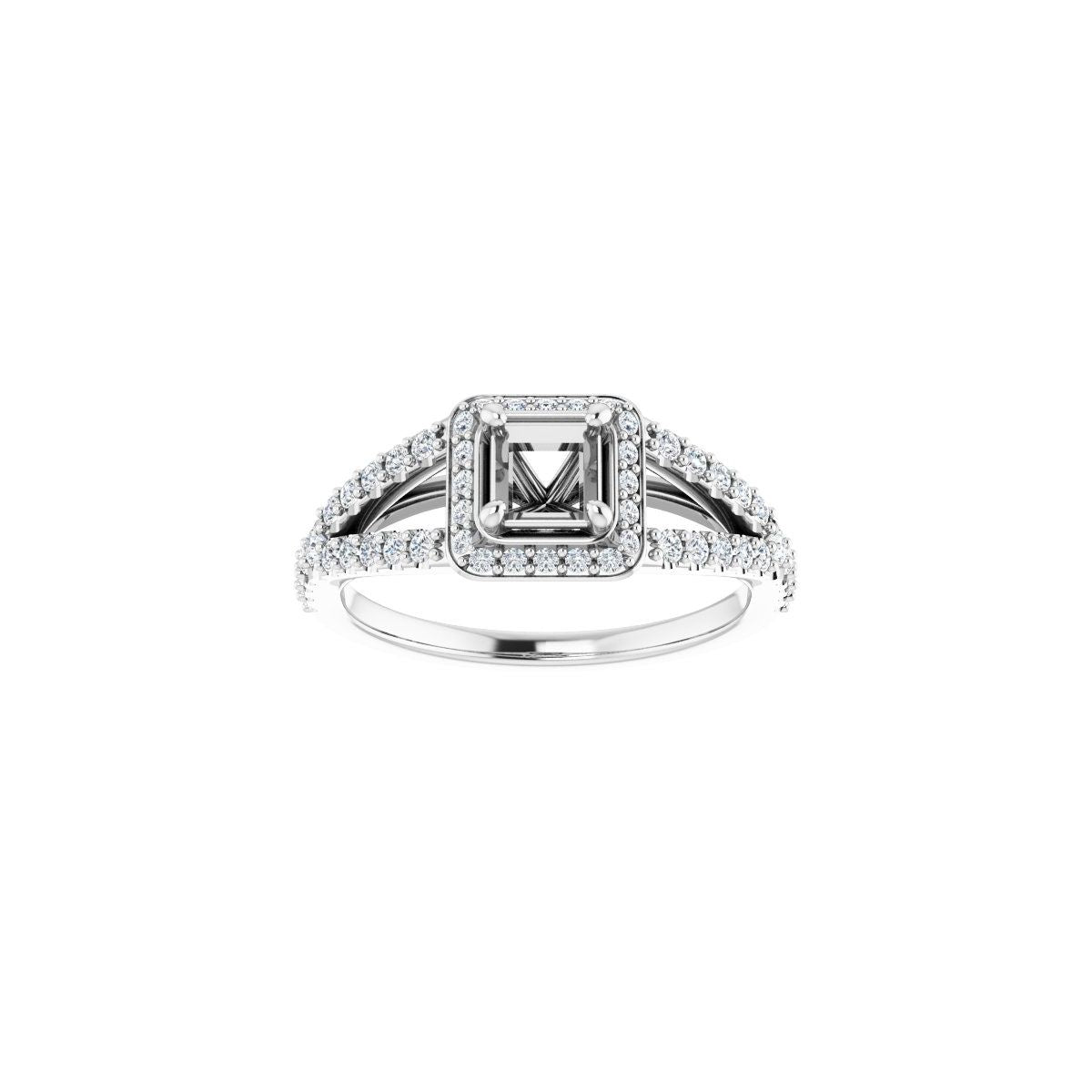 Square Halo-Style Engagement Ring Semi-Mount - gallery - Series 122986