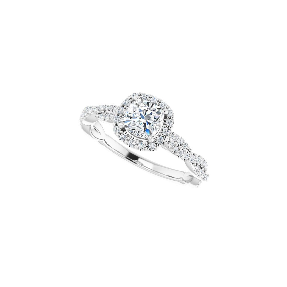Cushion Halo-Style Engagement Ring Semi-Mount - gallery - Series 123267