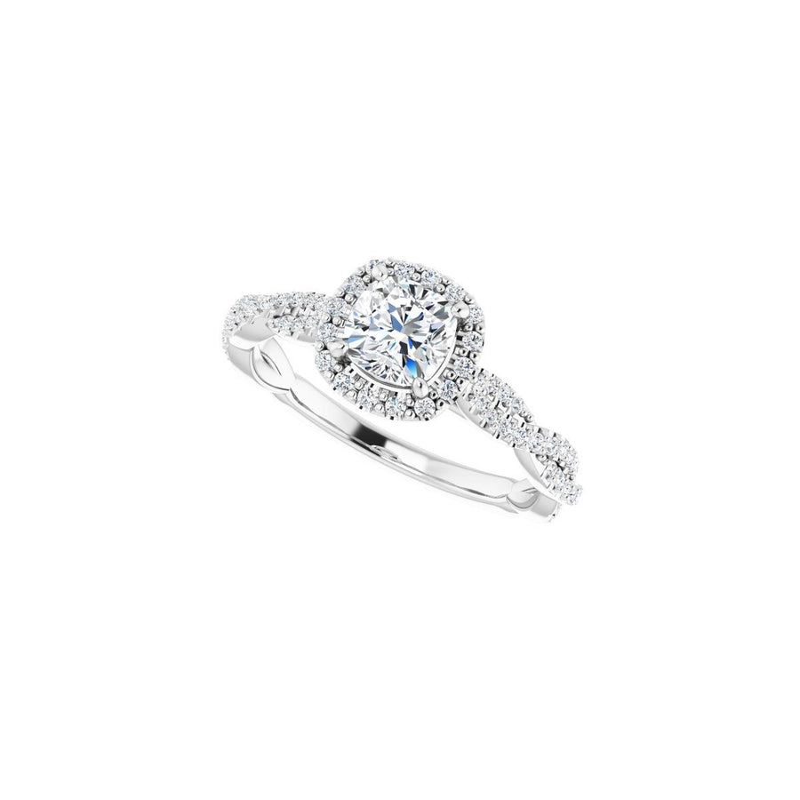 Cushion Halo-Style Engagement Ring Semi-Mount - gallery - Series 123267