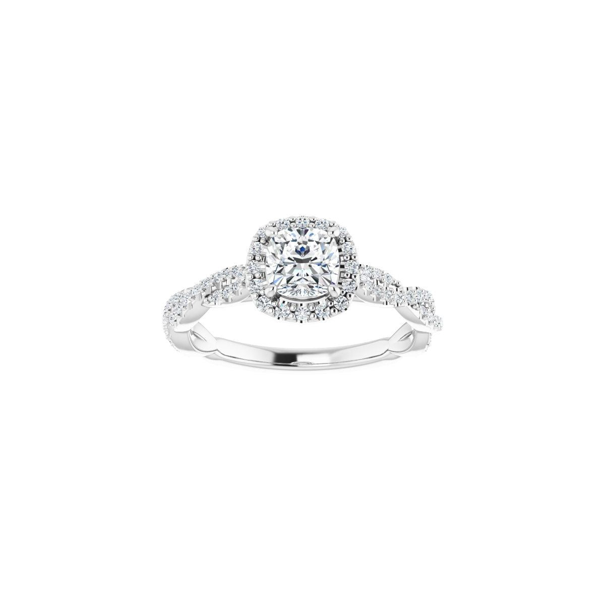 Cushion Halo-Style Engagement Ring Semi-Mount - gallery - Series 123267