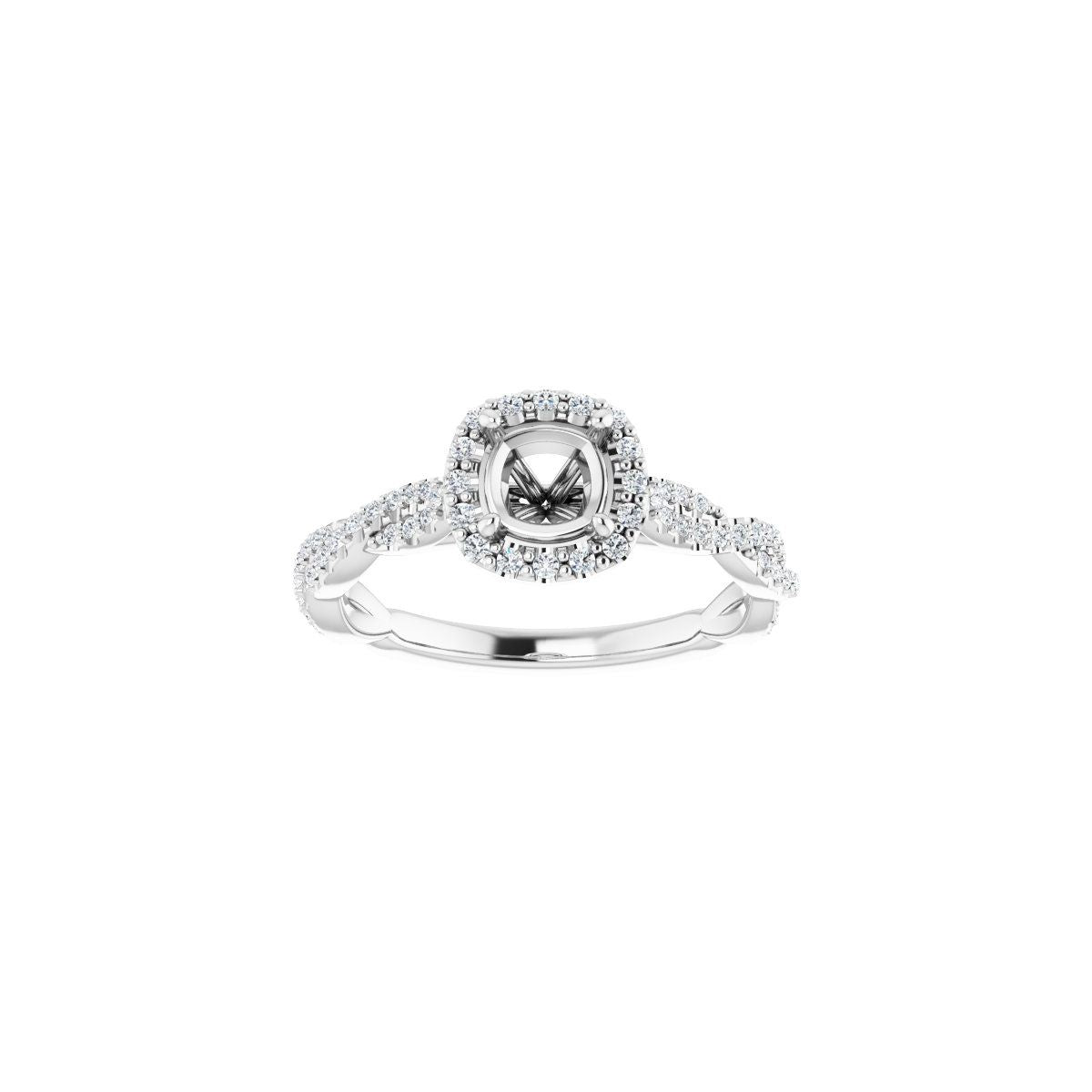 Cushion Halo-Style Engagement Ring Semi-Mount - gallery - Series 123267