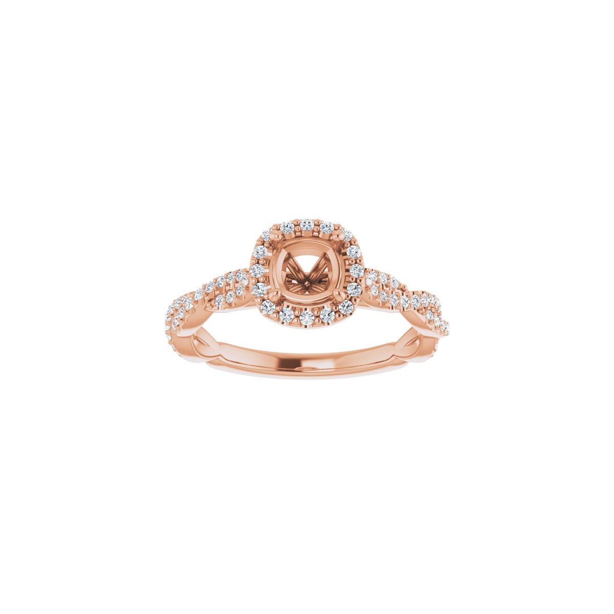 Cushion Halo-Style Engagement Ring Semi-Mount - gallery - Series 123267