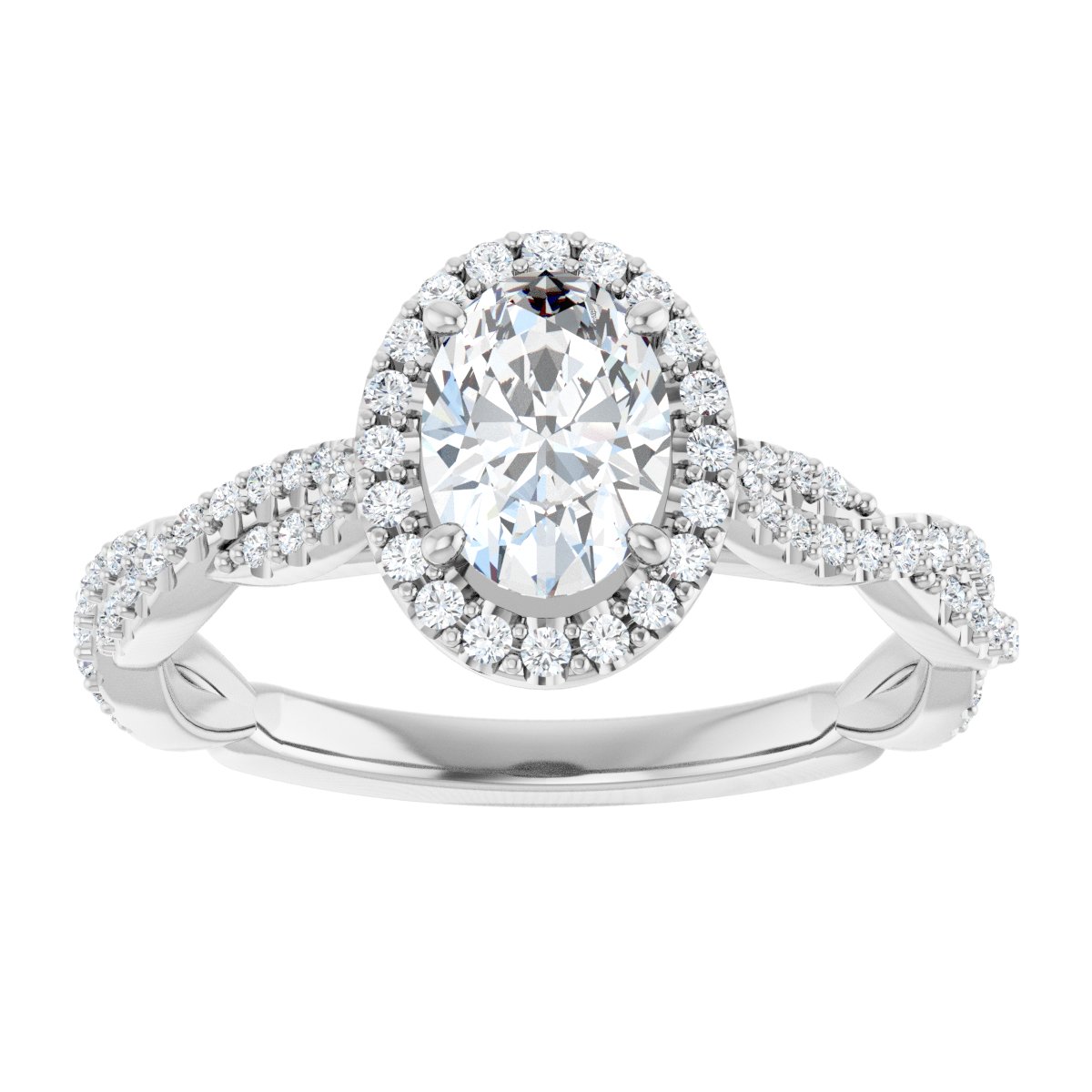 Oval Halo-Style Engagement Ring Semi-Mount - gallery - Series 123267