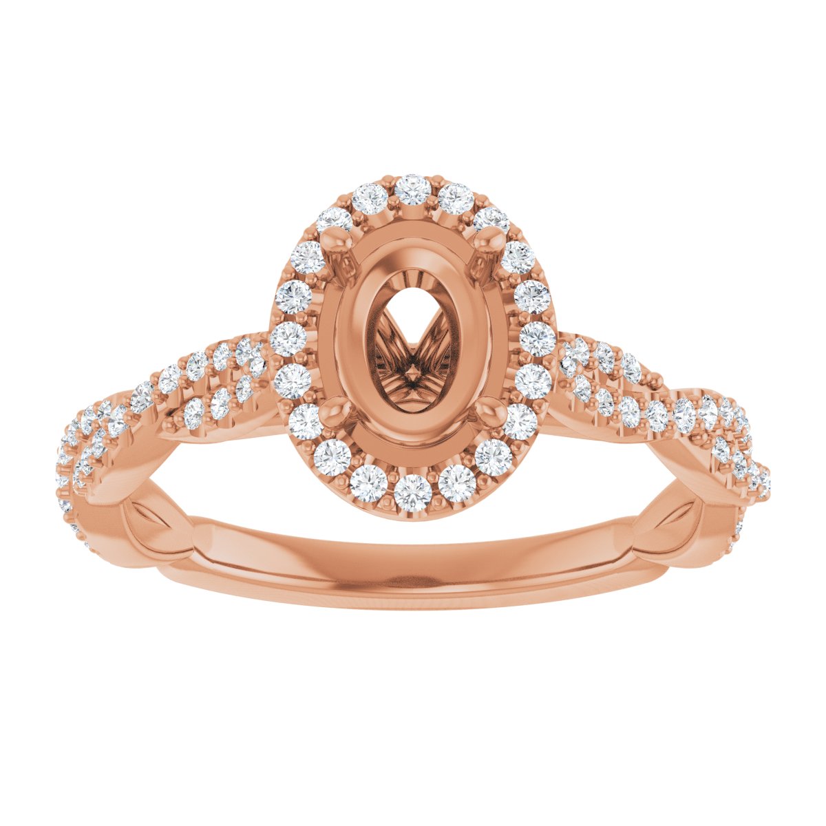 Oval Halo-Style Engagement Ring Semi-Mount - gallery - Series 123267