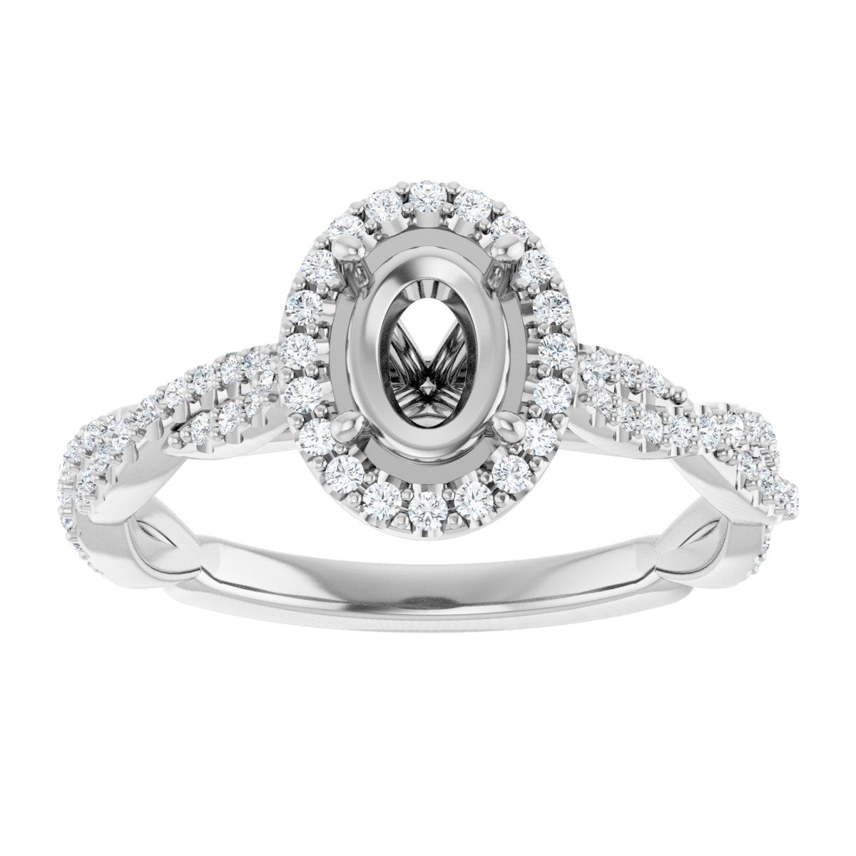 Oval Halo-Style Engagement Ring Semi-Mount - gallery - Series 123267