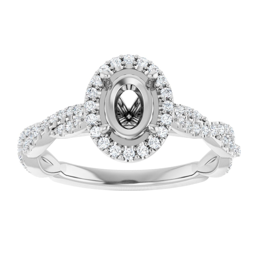 Oval Halo-Style Engagement Ring Semi-Mount - gallery - Series 123267