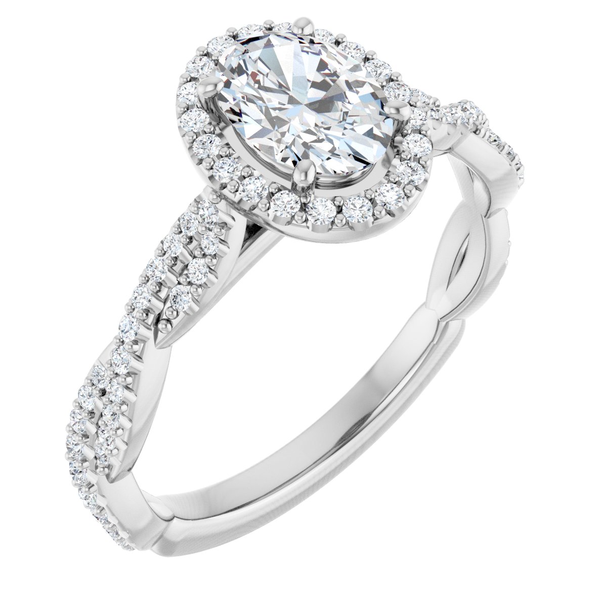 Natural Diamond Oval Halo-Style Engagement Ring Semi-Mount - Platinum - Series 123267