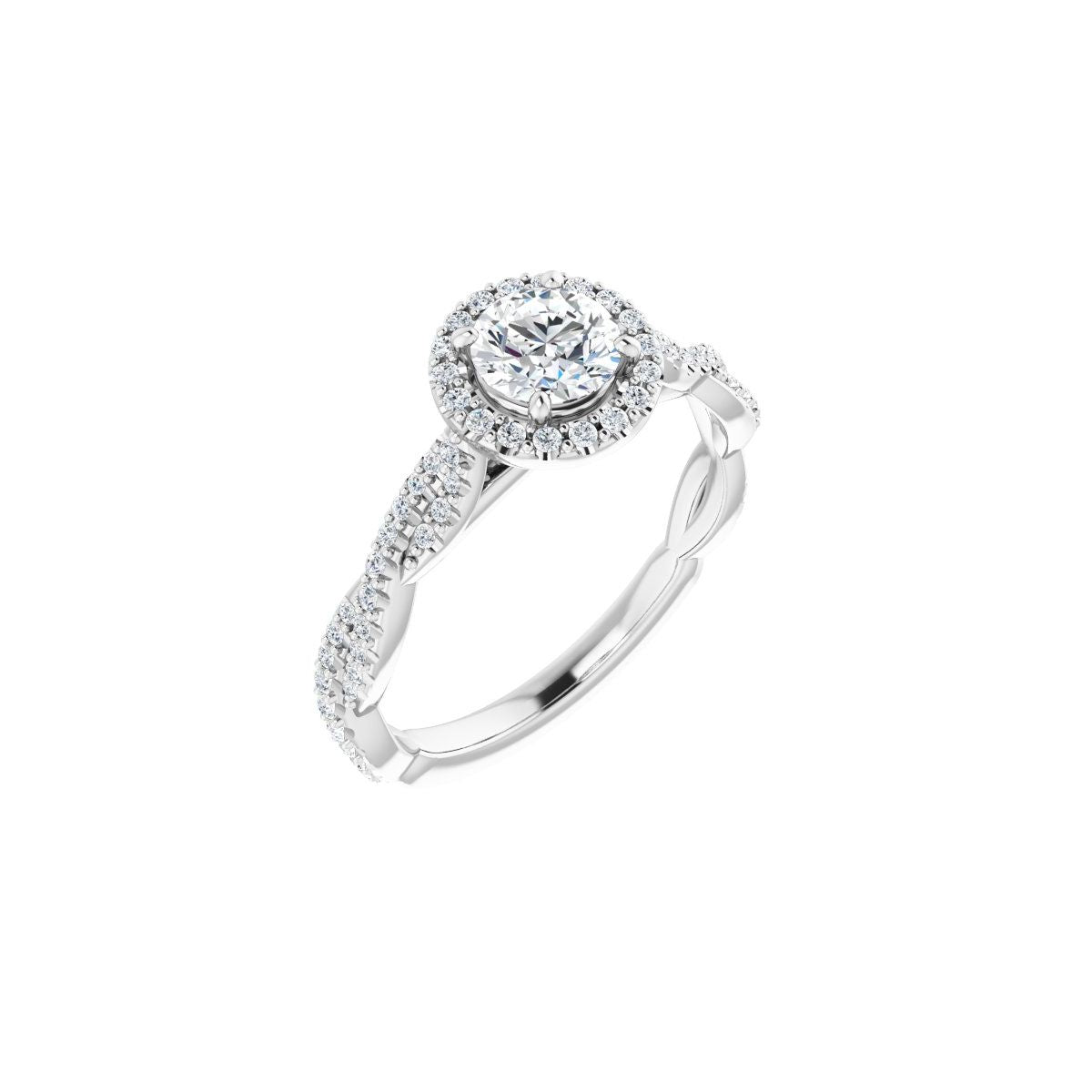 Natural Diamond Round Halo-Style Engagement Ring Semi-Mount - Platinum - Series 123267