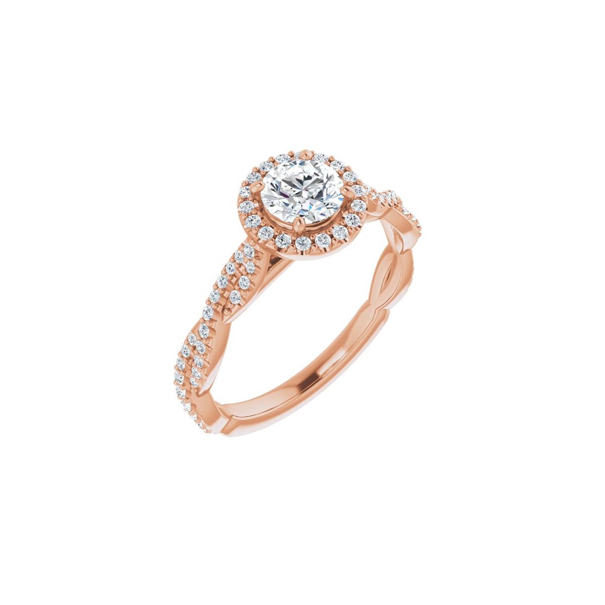 Natural Diamond Round Halo-Style Engagement Ring Semi-Mount - 14K Rose Gold - Series 123267