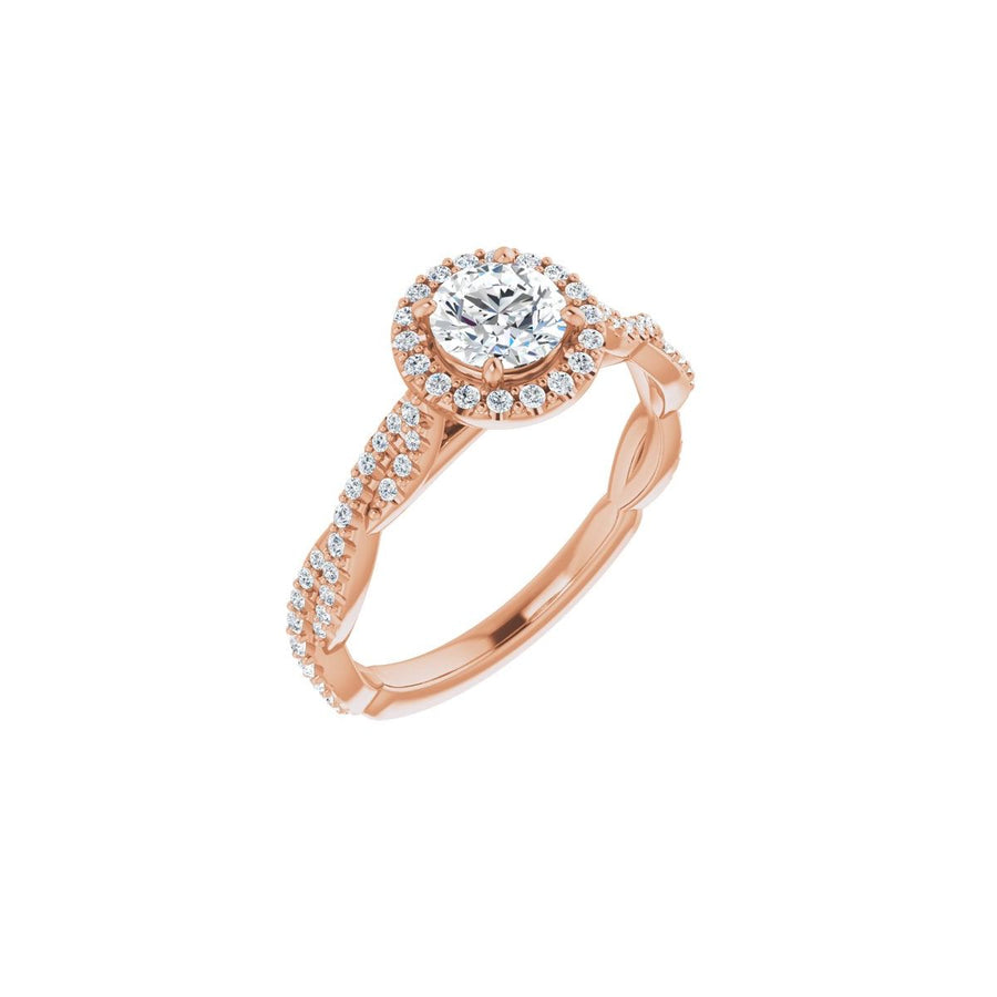 Natural Diamond Round Halo-Style Engagement Ring Semi-Mount - 14K Rose Gold - Series 123267