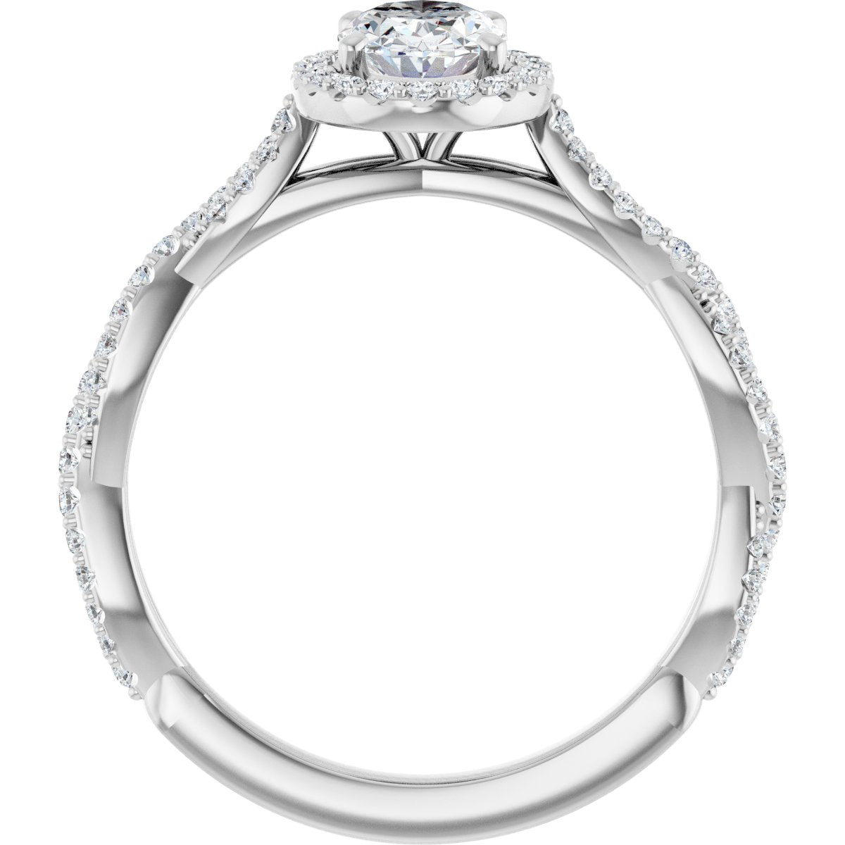 Oval Halo-Style Engagement Ring Semi-Mount - gallery - Series 123267