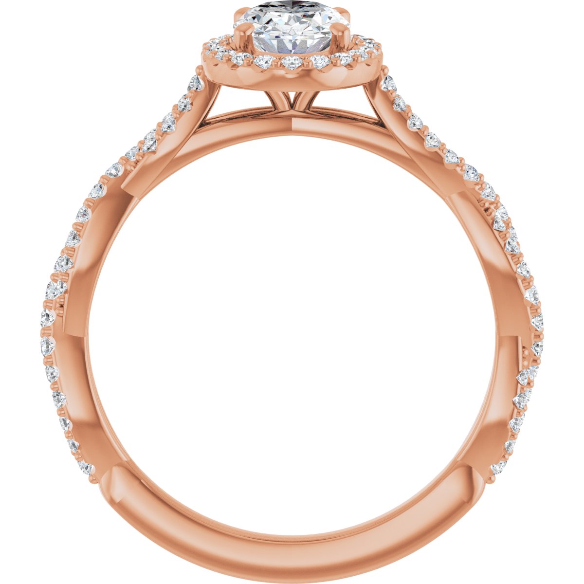 Oval Halo-Style Engagement Ring Semi-Mount - gallery - Series 123267