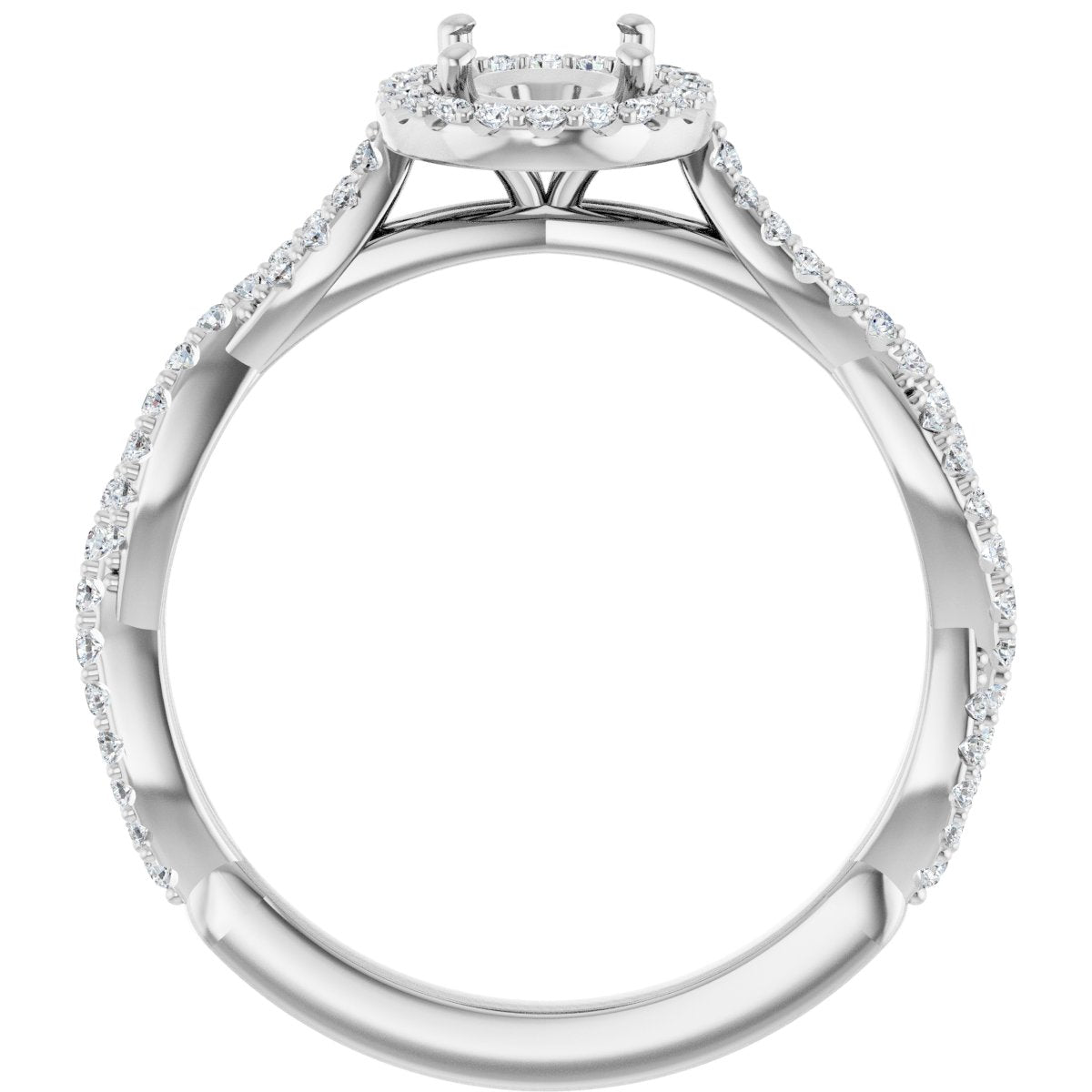 Oval Halo-Style Engagement Ring Semi-Mount - gallery - Series 123267