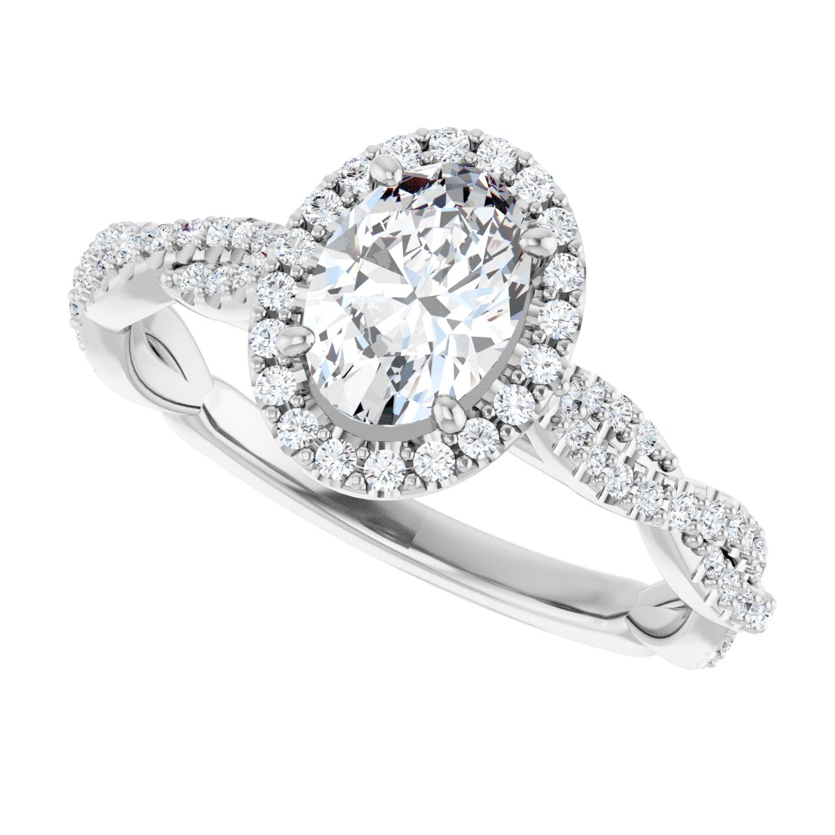 Oval Halo-Style Engagement Ring Semi-Mount - gallery - Series 123267