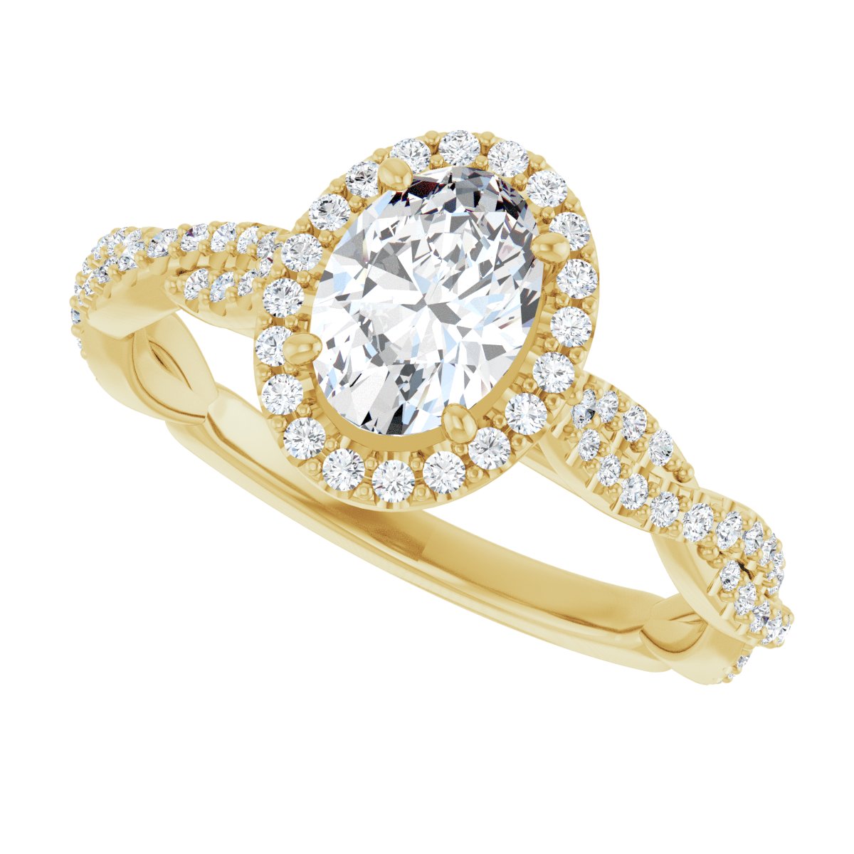 Oval Halo-Style Engagement Ring Semi-Mount - gallery - Series 123267