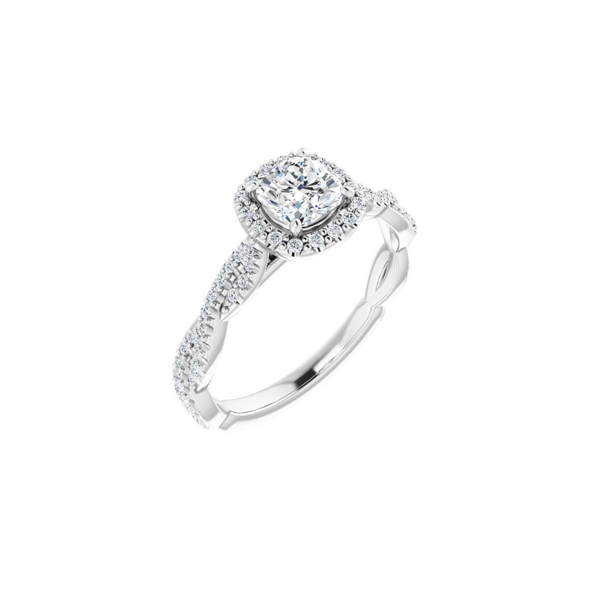 Natural Diamond Cushion Halo-Style Engagement Ring Semi-Mount - Platinum - Series 123267