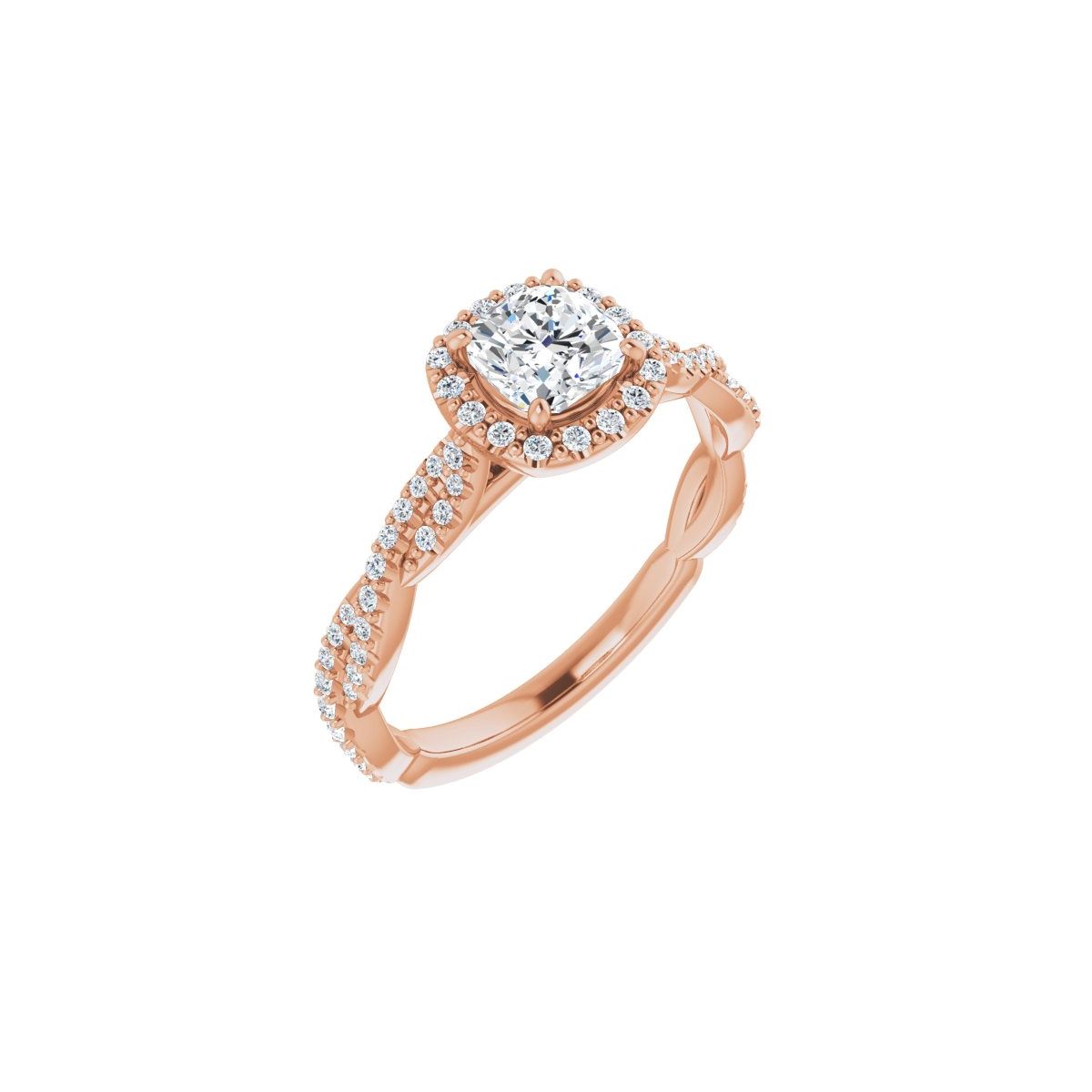 Natural Diamond Cushion Halo-Style Engagement Ring Semi-Mount - 14K Rose Gold - Series 123267
