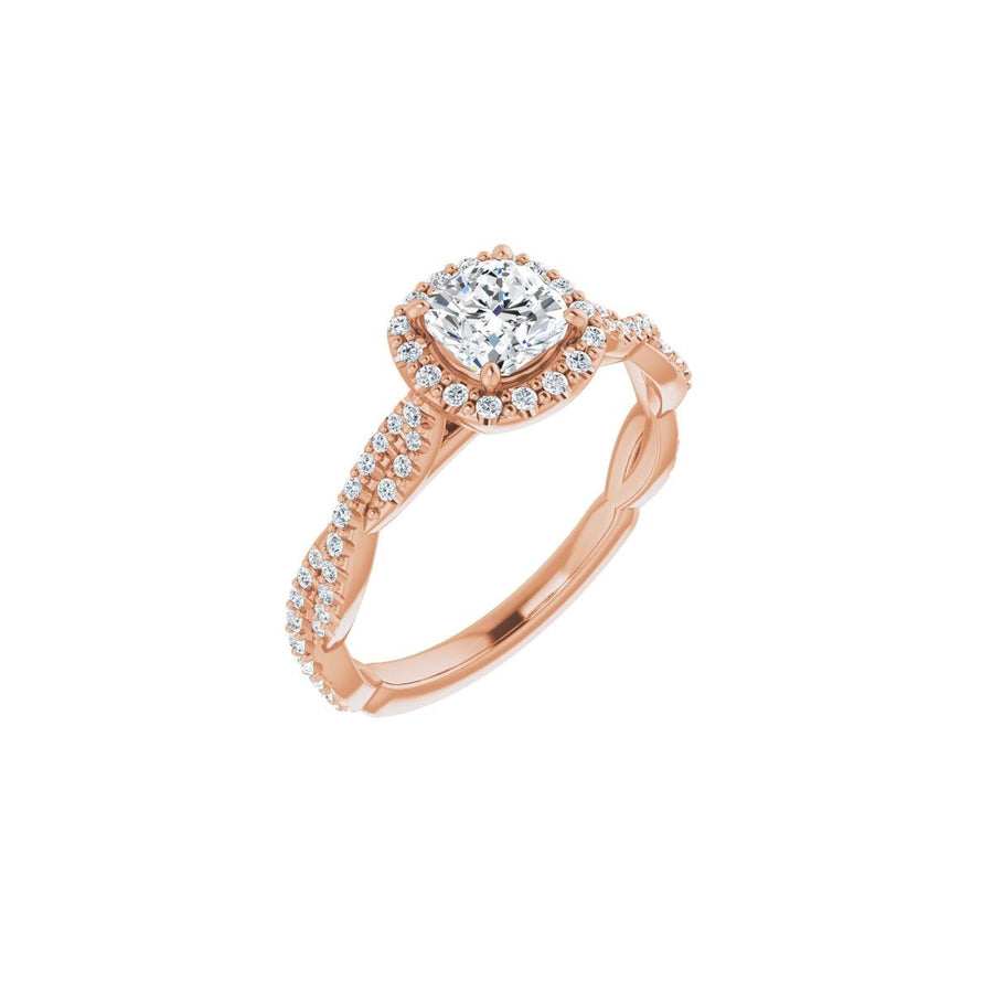 Natural Diamond Cushion Halo-Style Engagement Ring Semi-Mount - 14K Rose Gold - Series 123267