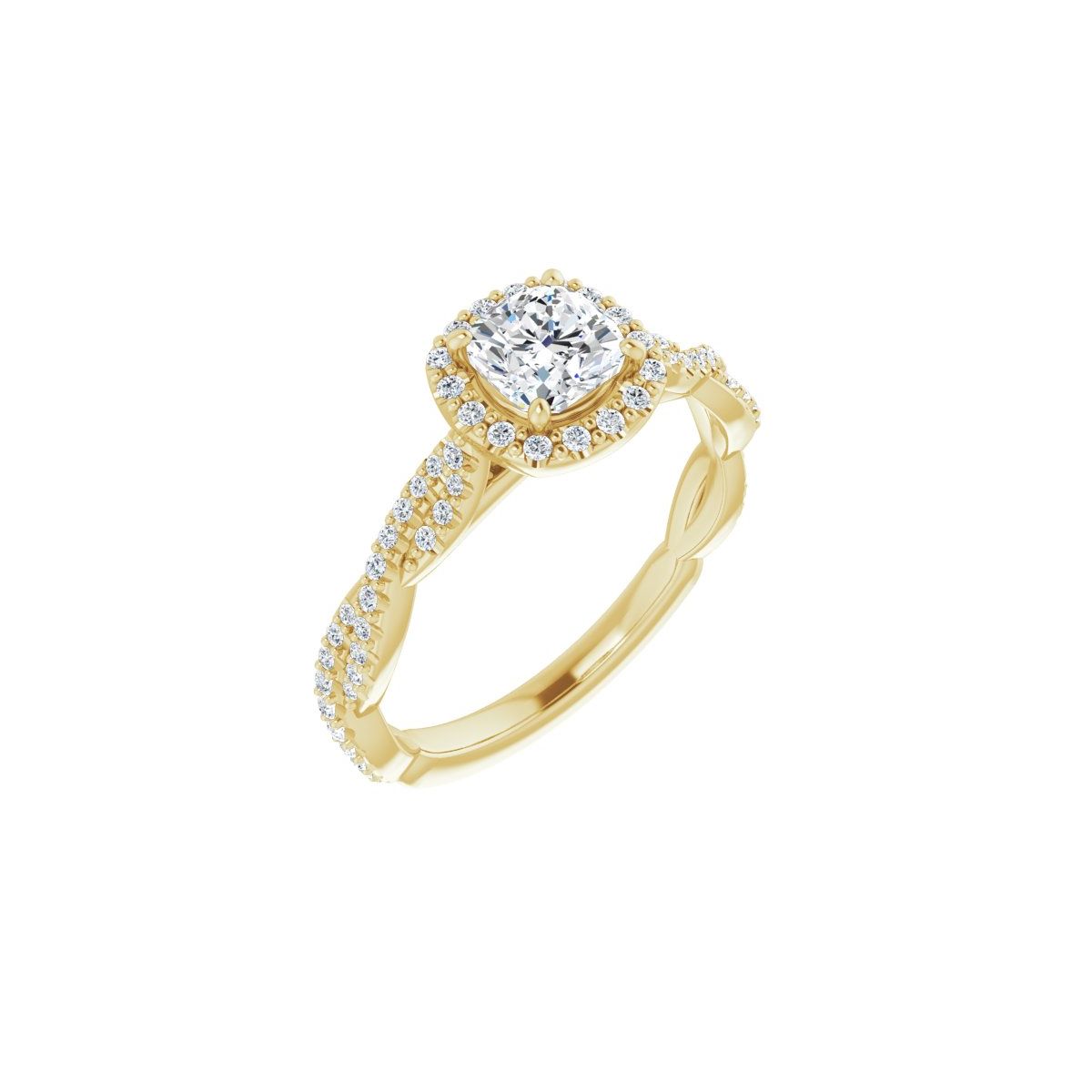 Natural Diamond Cushion Halo-Style Engagement Ring Semi-Mount - 14K Yellow Gold - Series 123267