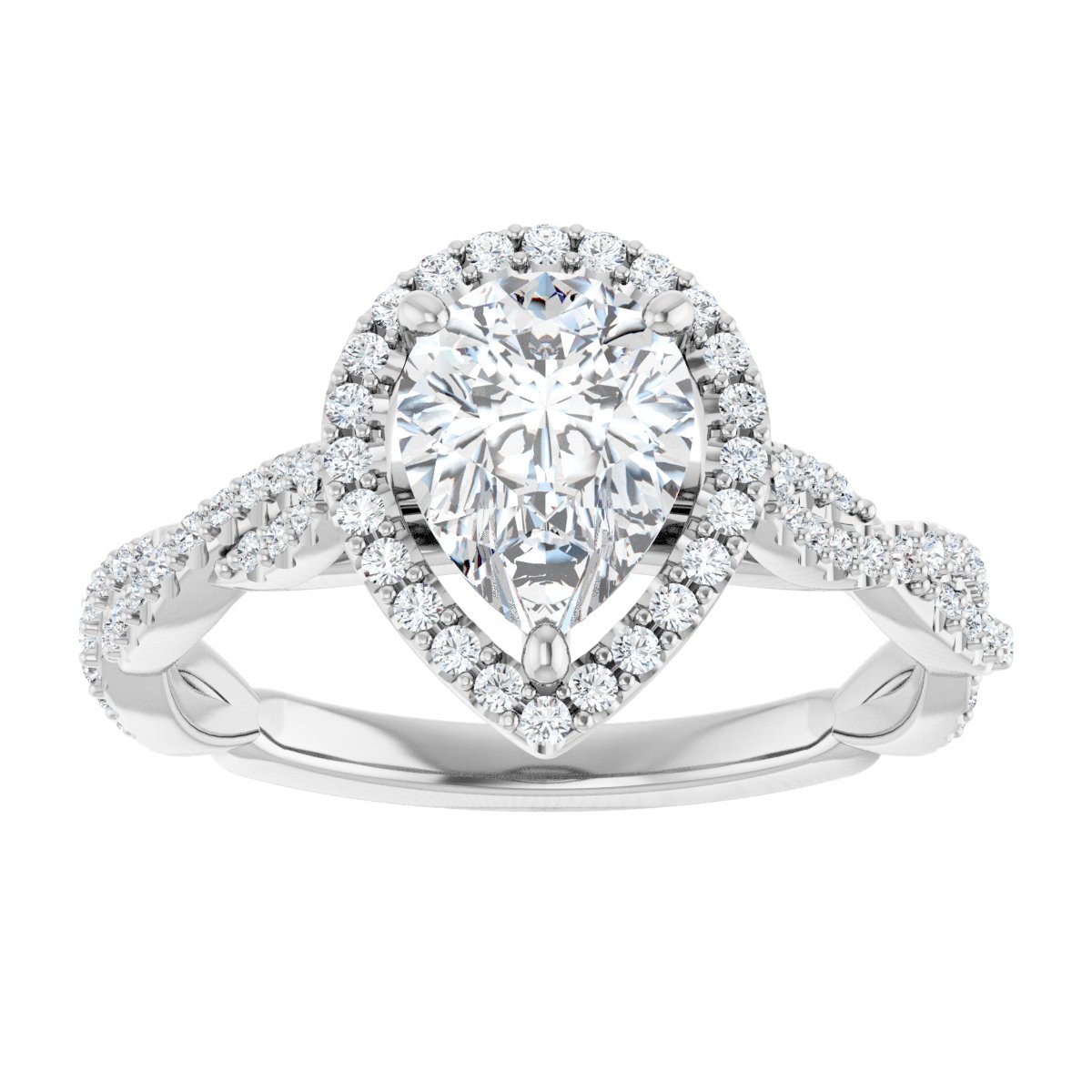 Pear Halo-Style Engagement Ring Semi-Mount - gallery - Series 123267