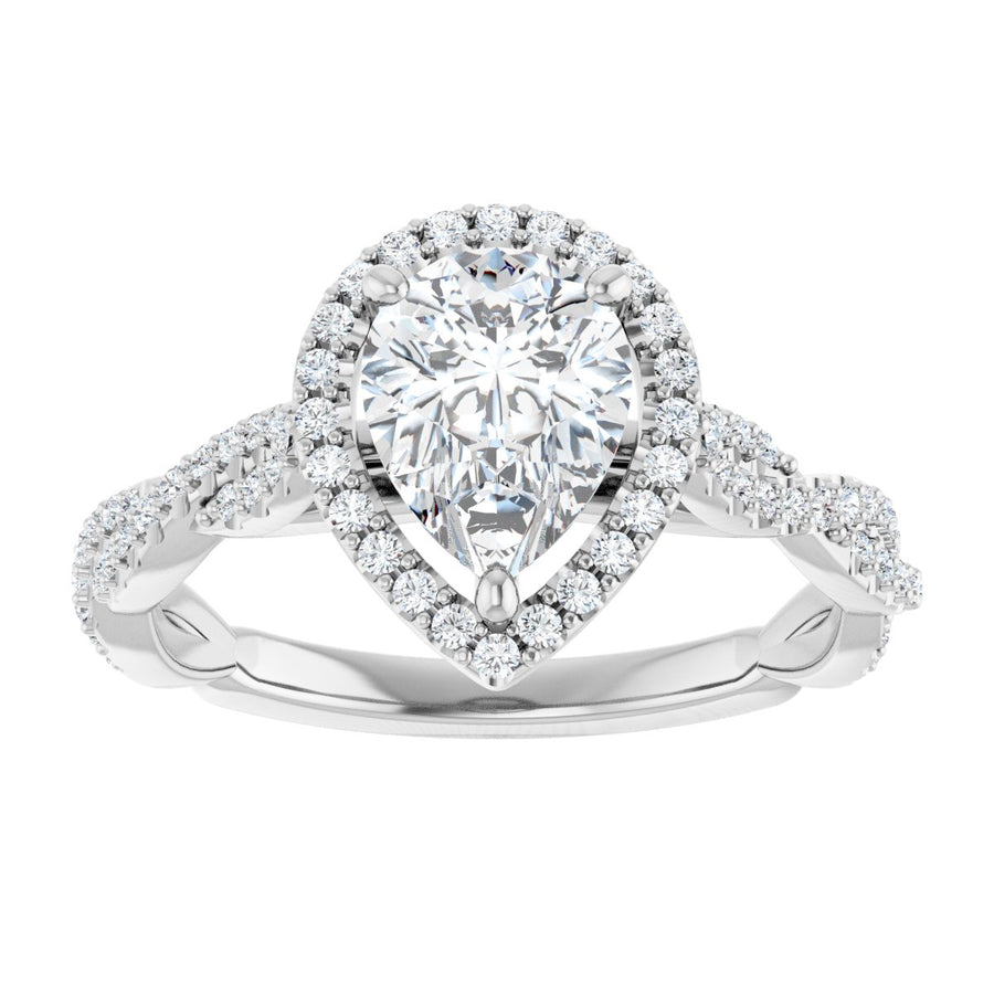 Pear Halo-Style Engagement Ring Semi-Mount - gallery - Series 123267