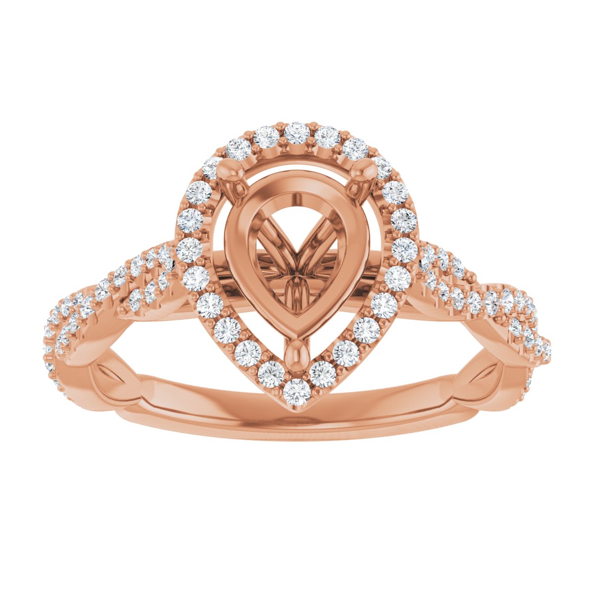 Pear Halo-Style Engagement Ring Semi-Mount - gallery - Series 123267