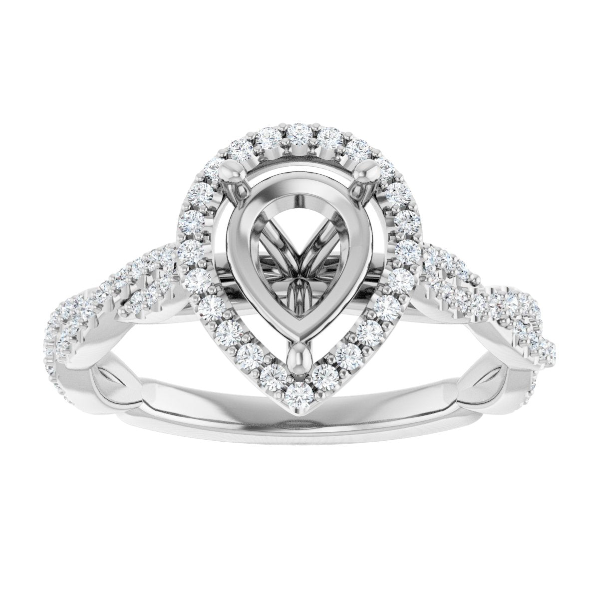 Pear Halo-Style Engagement Ring Semi-Mount - gallery - Series 123267