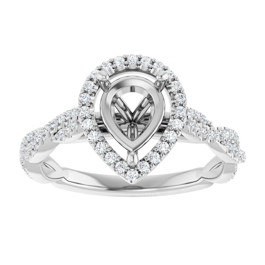 Pear Halo-Style Engagement Ring Semi-Mount - gallery - Series 123267