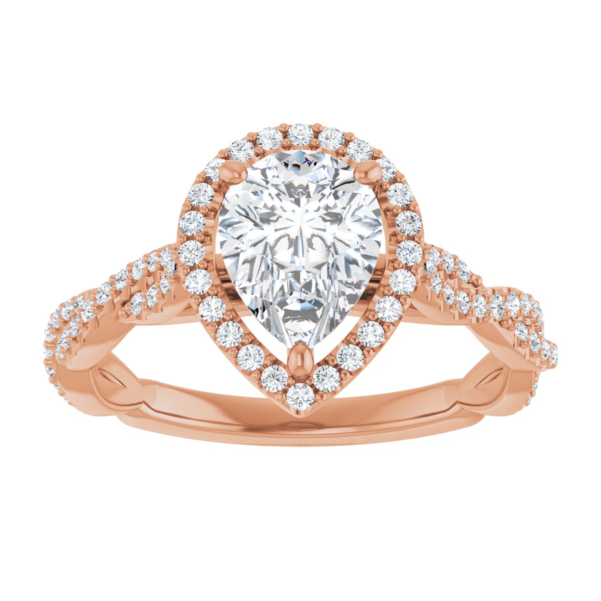 Pear Halo-Style Engagement Ring Semi-Mount - gallery - Series 123267