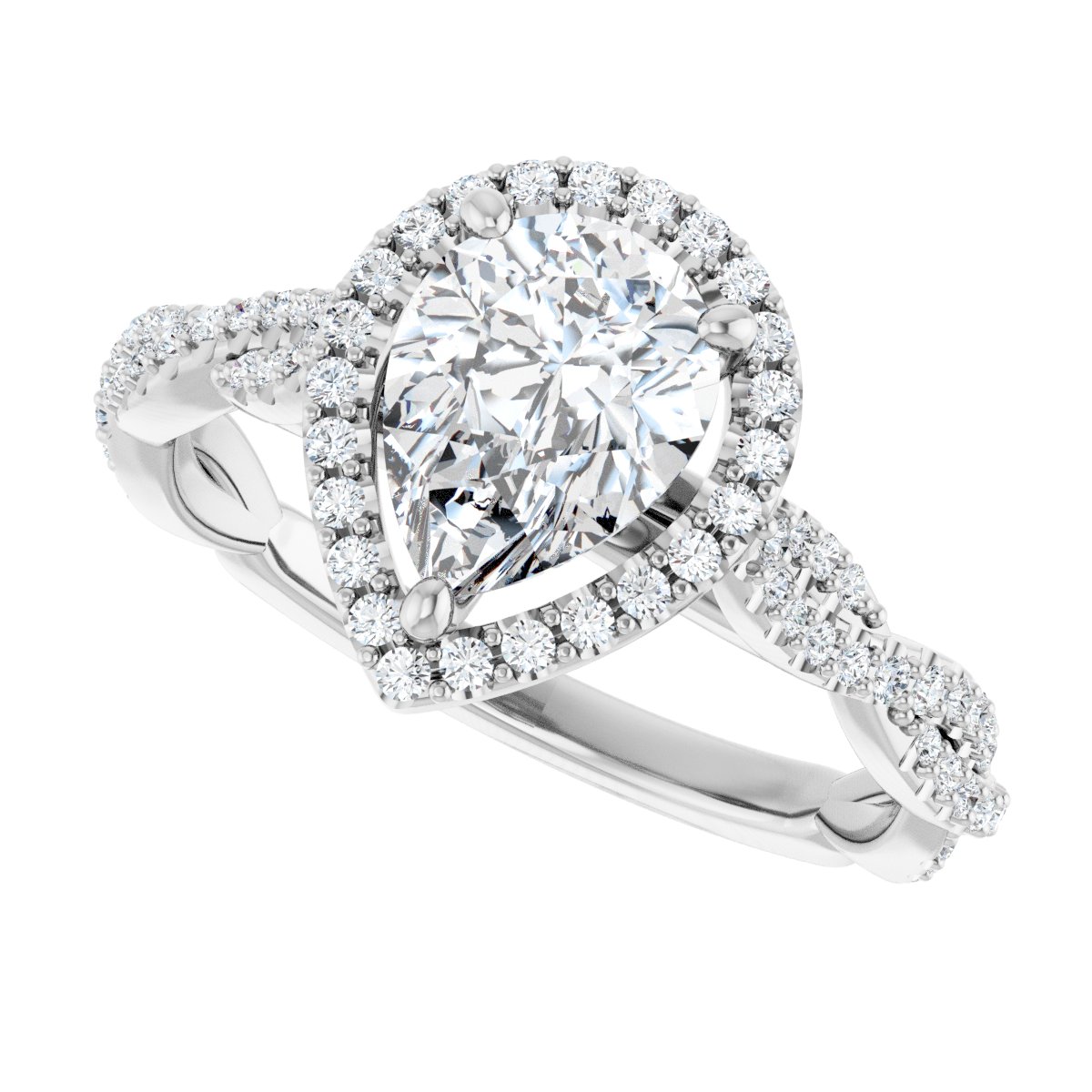 Pear Halo-Style Engagement Ring Semi-Mount - gallery - Series 123267