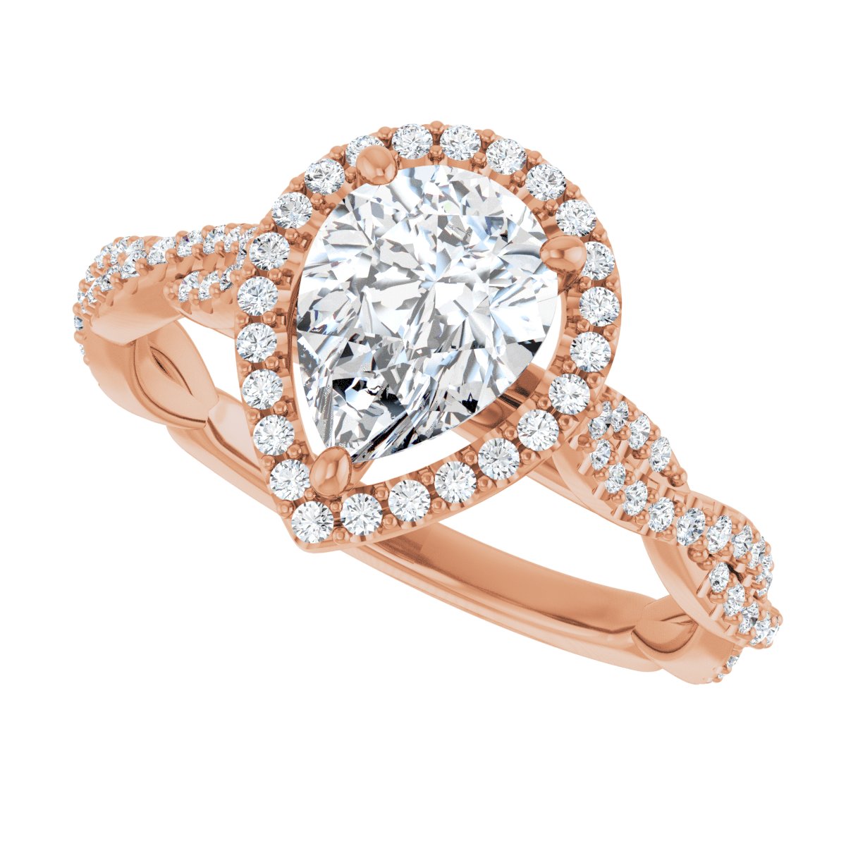 Pear Halo-Style Engagement Ring Semi-Mount - gallery - Series 123267