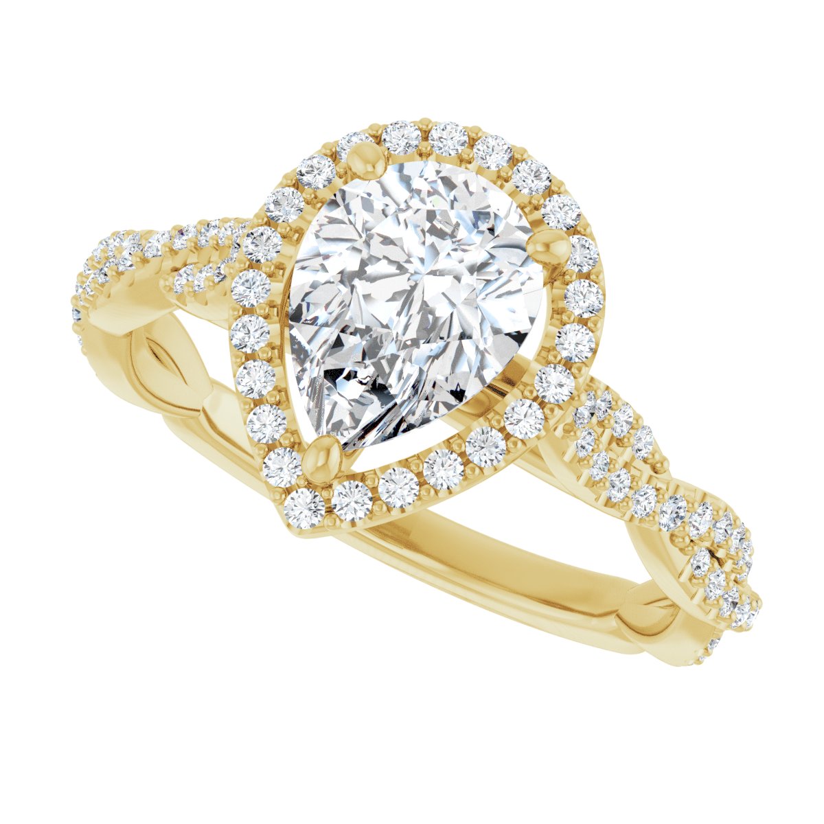 Pear Halo-Style Engagement Ring Semi-Mount - gallery - Series 123267