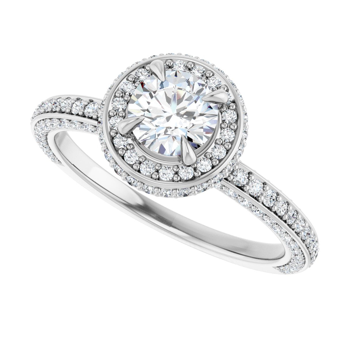 Round Hidden Halo-Style Engagement Ring Semi-Mount - gallery - Series 123271