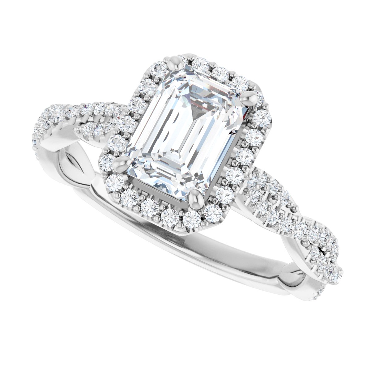 Emerald Halo-Style Engagement Ring Semi-Mount - gallery - Series 123267