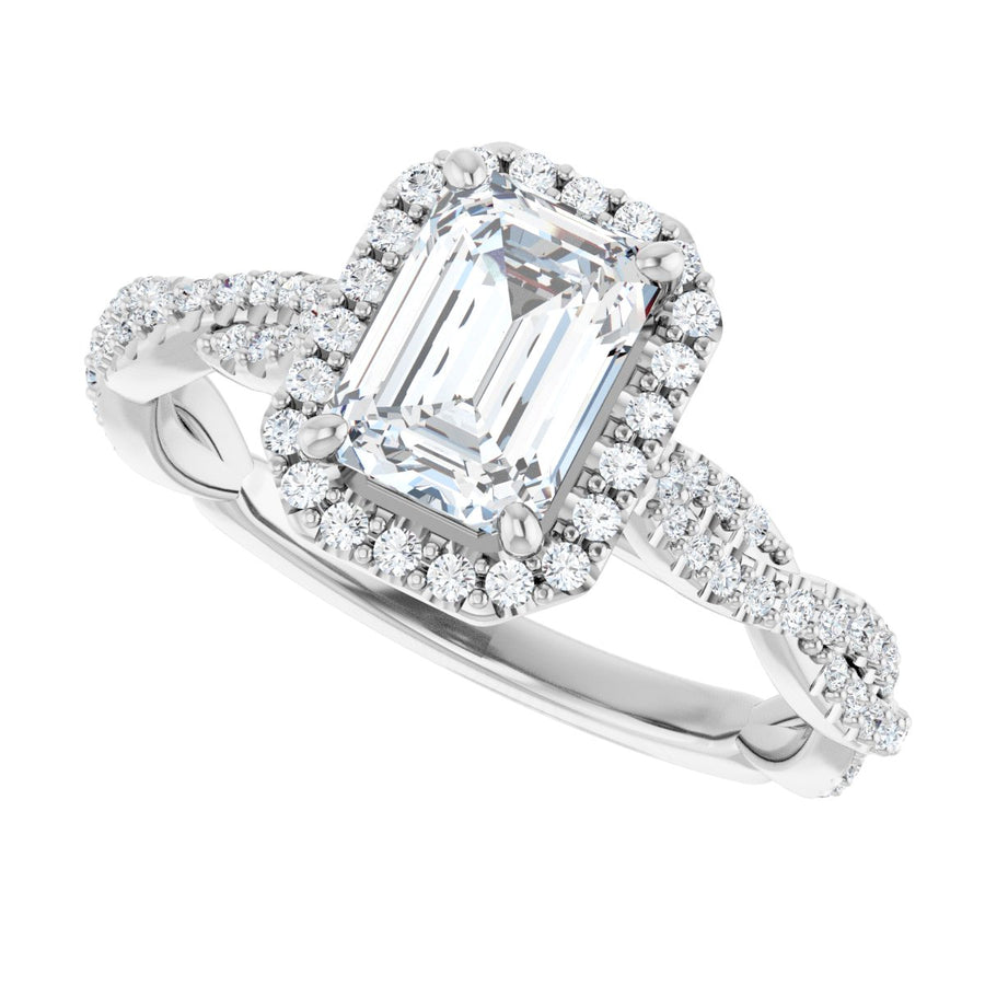 Emerald Halo-Style Engagement Ring Semi-Mount - gallery - Series 123267