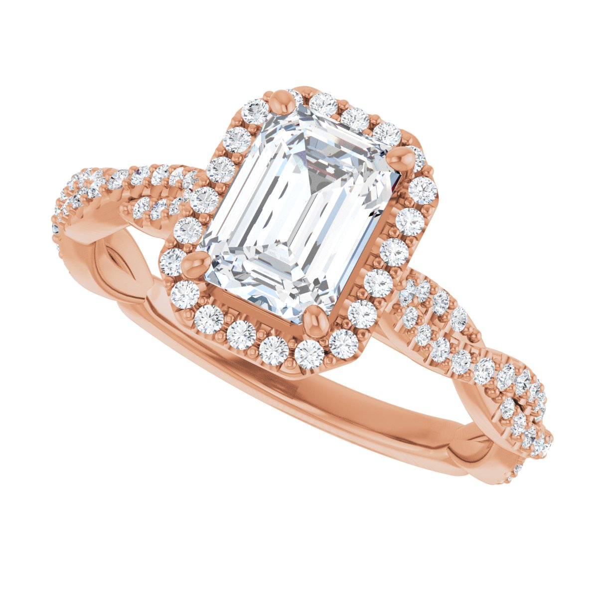 Emerald Halo-Style Engagement Ring Semi-Mount - gallery - Series 123267