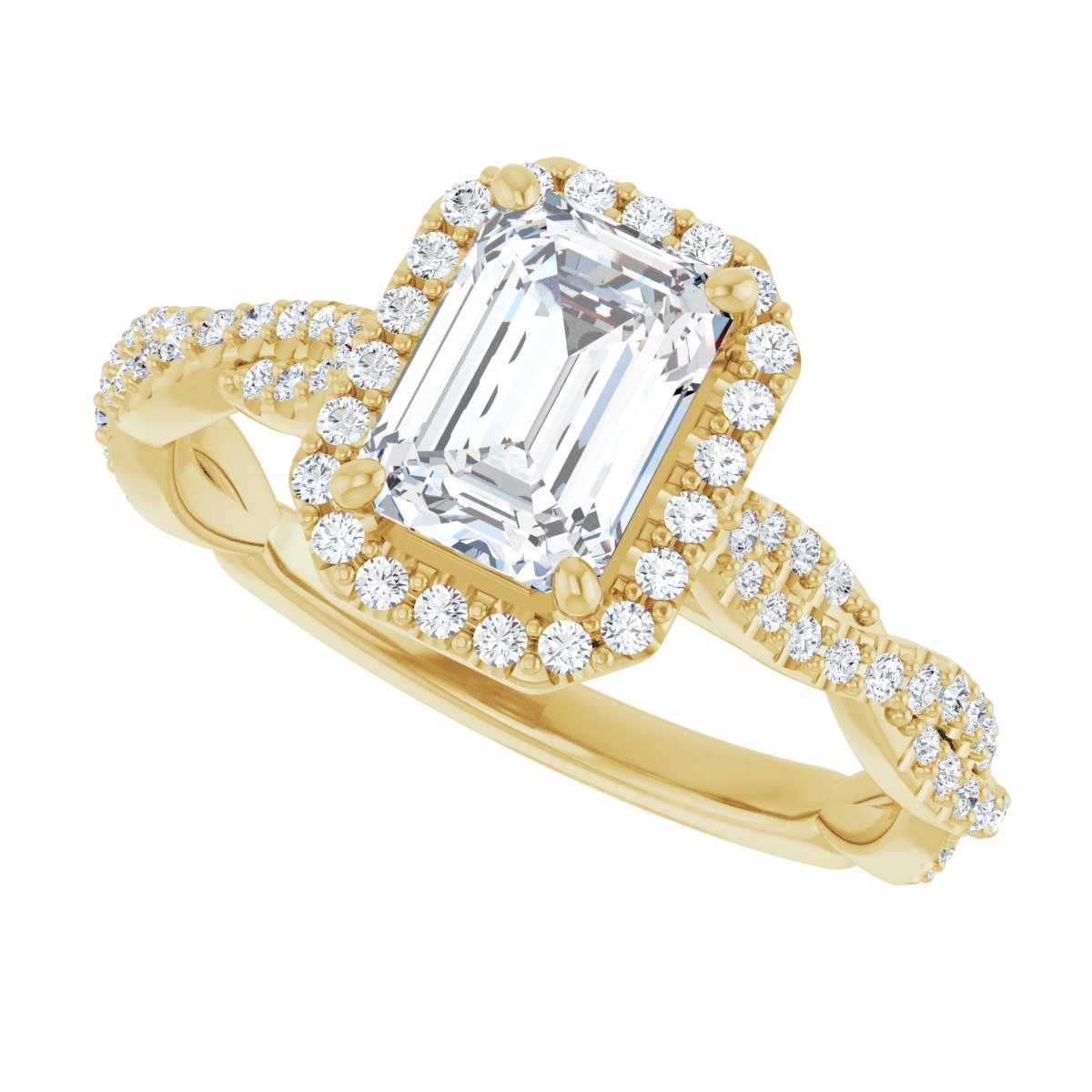 Emerald Halo-Style Engagement Ring Semi-Mount - gallery - Series 123267