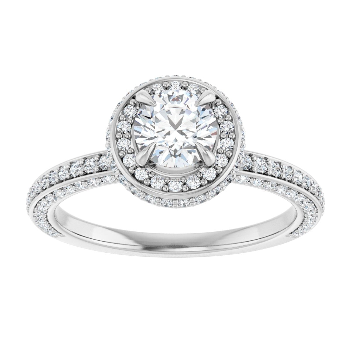 Round Hidden Halo-Style Engagement Ring Semi-Mount - gallery - Series 123271