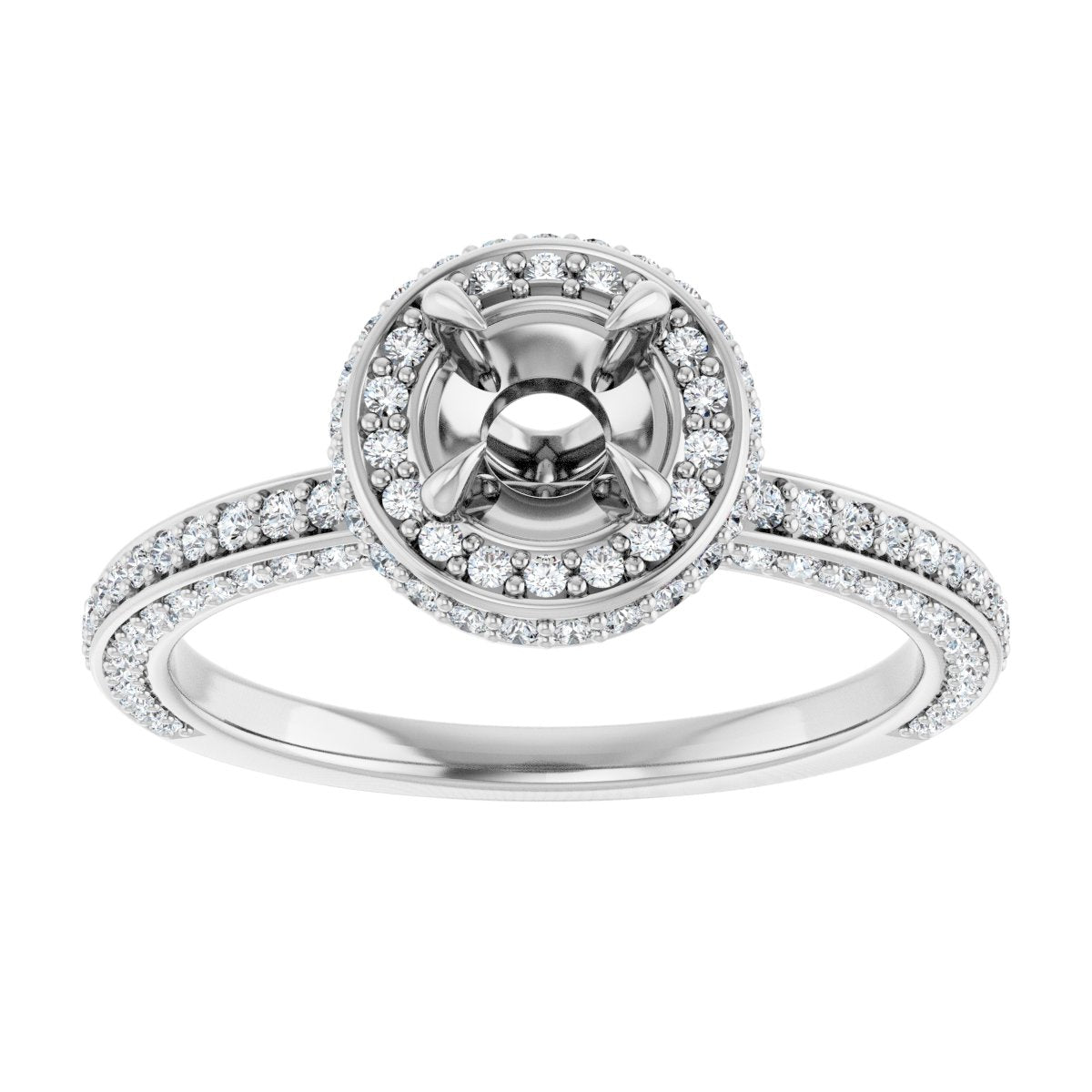 Round Hidden Halo-Style Engagement Ring Semi-Mount - gallery - Series 123271
