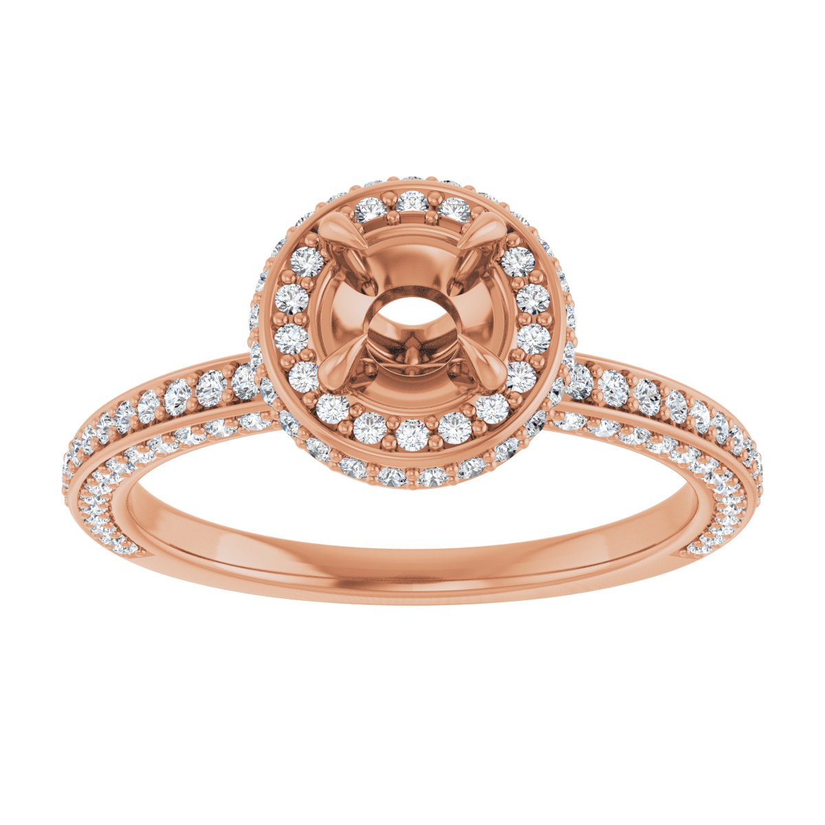 Round Hidden Halo-Style Engagement Ring Semi-Mount - gallery - Series 123271