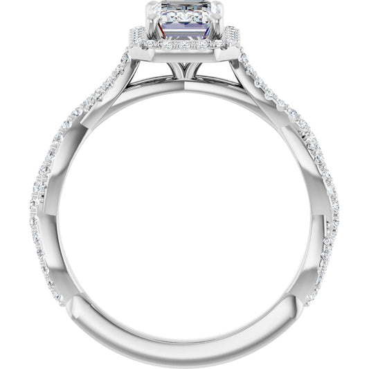 Emerald Halo-Style Engagement Ring Semi-Mount - gallery - Series 123267